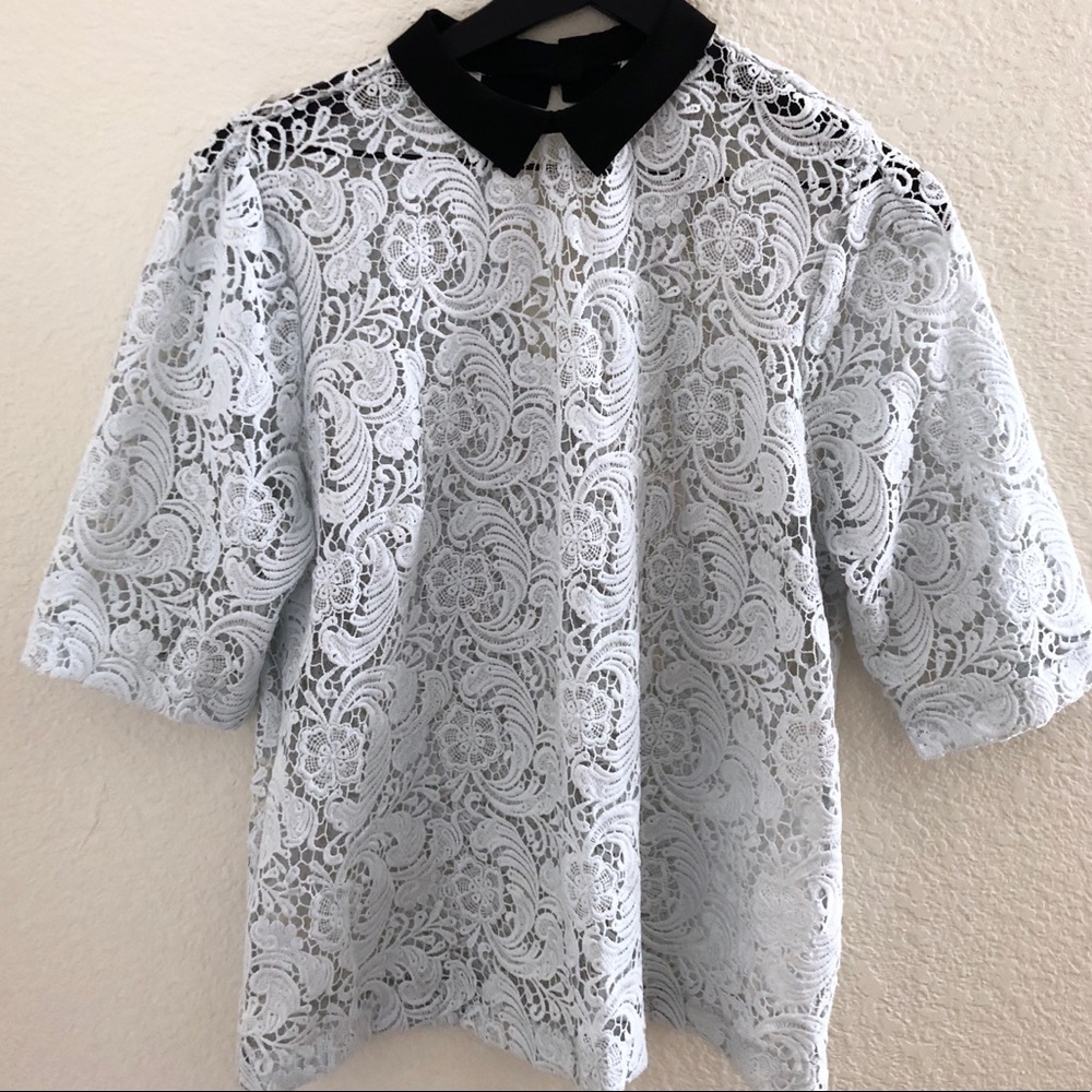 River Island lace top with collar